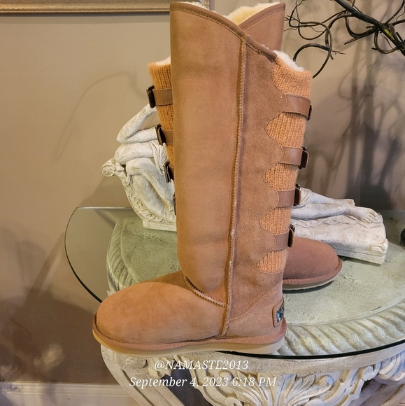 Australia Luxe Collective Spartan Tall Suede Shearling Moto Gladiator Boot #501 - Picture 7 of 15